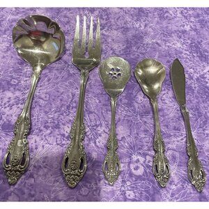 Oneida Brahms Community 5 Piece Hostess Set Ladle Fork Knife Sugar Stainless VTG